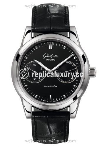 Glashutte Original Senator Hand Date Stainless Steel / Black / Alligator / Pin 1-39-58-01-02-04