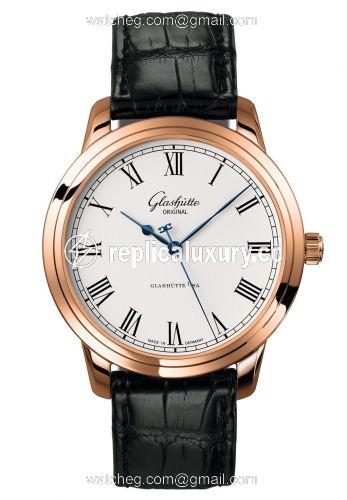 Glashutte Original Senator Automatic Red Gold / Silver / Alligator / Pin 1-39-59-01-05-04