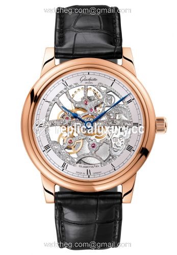 Glashutte Original Senator Manual Winding Red Gold / Skeleton / Alligator / Pin 1-49-18-01-05-01