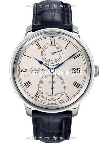 Glashutte Original Senator Chronometer White Gold / Silver / Alligator / Folding 1-58-03-01-04-30