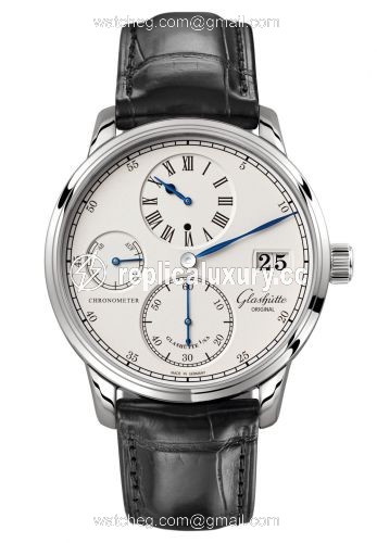 Glashutte Original Senator Chronometer Regulator White Gold / Silver / Alligator / Folding 1-58-04-04-04-04