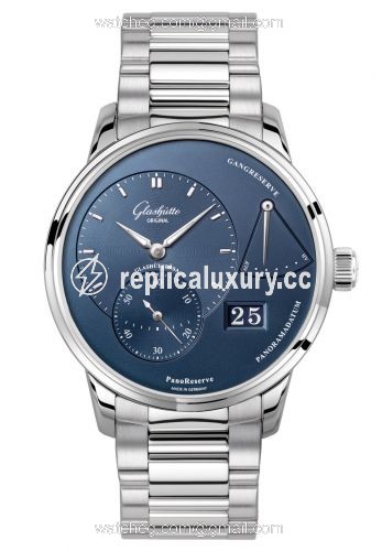 Glashutte Original PanoReserve Stainless Steel / Blue / Bracelet 1-65-01-12-26-70