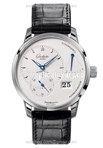 Glashutte Original PanoReserve Stainless Steel / Silver / Alligator / Folding 1-65-01-22-12-04