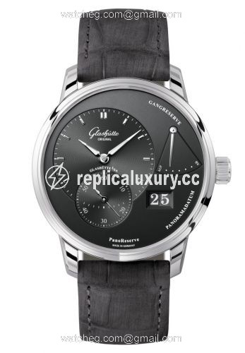 Glashutte Original PanoReserve Stainless Steel / Grey / Alligator / Pin 1-65-01-23-12-02