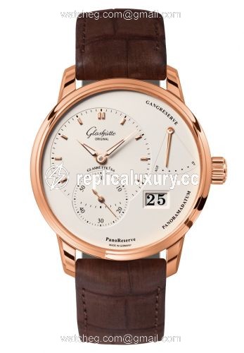 Glashutte Original PanoReserve Red Gold / Silver / Alligator / Folding 1-65-01-25-15-05