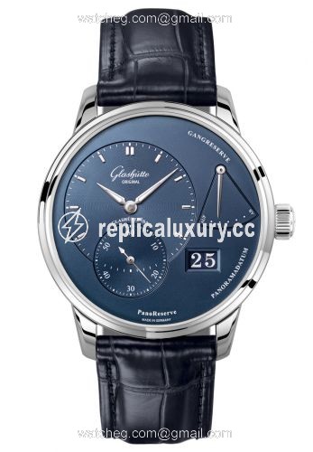 Glashutte Original PanoReserve Stainless Steel / Blue / Alligator / Folding 1-65-01-26-12-35