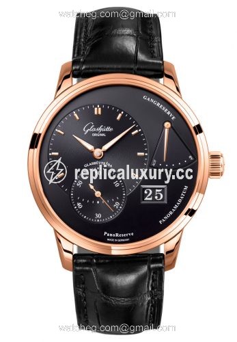 Glashutte Original PanoReserve Red Gold / Black / Alligator / Folding 1-65-01-29-15-50
