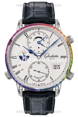 Glashutte Original Senator Cosmopolite White Gold / Rainbow / Alligator / Folding 1-89-02-01-40-50