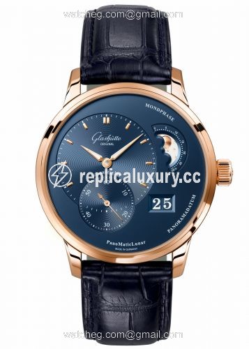 Glashutte Original PanoMatic Lunar Red Gold / Blue / Alligator / Folding 1-90-02-11-35-30