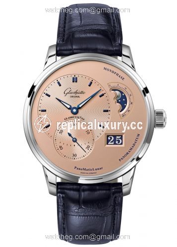 Glashutte Original PanoMatic Lunar Stainless Steel / Rose / Alligator / Pin 1-90-02-12-32-01