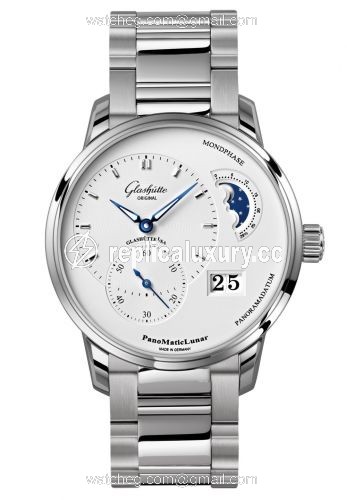 Glashutte Original PanoMatic Lunar Stainless Steel / Silver / Bracelet 1-90-02-42-32-24
