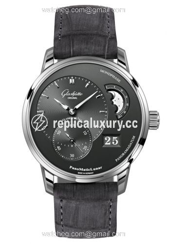 Glashutte Original PanoMatic Lunar Stainless Steel / Grey / Alligator / Pin 1-90-02-43-32-02