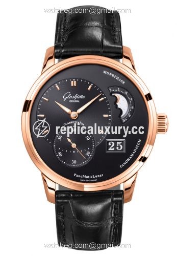 Glashutte Original PanoMatic Lunar Red Gold / Black / Alligator / Pin 1-90-02-49-35-01