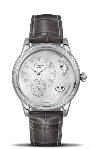 Glashutte Original PanoMatic Luna Stainless Steel / Diamond / MOP / Alligator / Pin 1-90-12-01-12-02