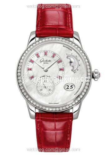 Glashutte Original PanoMatic Luna Stainless Steel / Diamond / MOP / Alligator / Pin 1-90-12-05-30-01