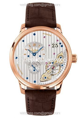 Glashutte Original PanoMaticInverse Red Gold / Silver / Alligator / Folding 1-91-02-01-05-50