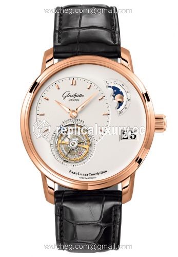 Glashutte Original PanoLunar Tourbillon Red Gold / Silver / Alligator / Folding 1-93-02-05-05-50