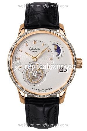 Glashutte Original PanoLunar Tourbillon Red Gold / Baguette / Silver / Alligator / Folding 1-93-02-05-50-50