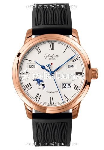 Glashutte Original Senator Perpetual Calendar Red Gold / Silver / Rubber / Pin 100-02-22-05-06