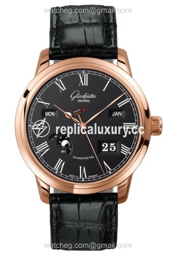 Glashutte Original Senator Perpetual Calendar Red Gold / Black / Alligator / Folding 100-02-25-05-05