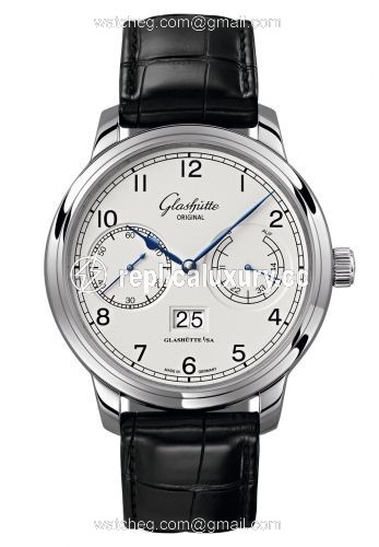 Glashutte Original Senator Observer Stainless Steel / Silver / Alligator / Pin 100-14-05-02-01