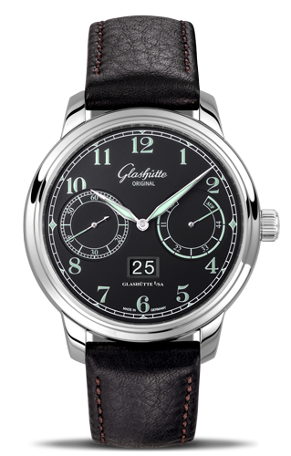 Glashutte Original Senator Observer Stainless Steel / Black / Calf / Folding 100-14-07-02-30