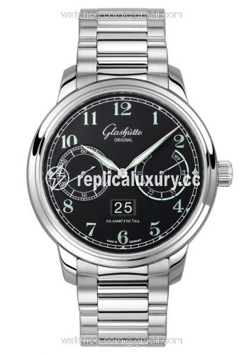 Glashutte Original Senator Observer Stainless Steel / Black / Bracelet 100-14-07-02-70