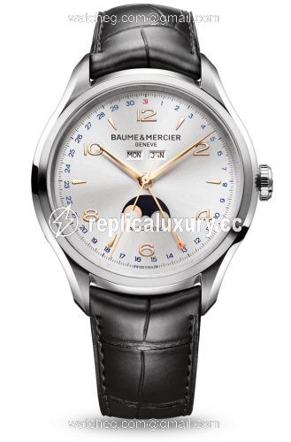 Baume & Mercier Clifton Complete Calendar Stainless Steel / Silver / Strap 10055