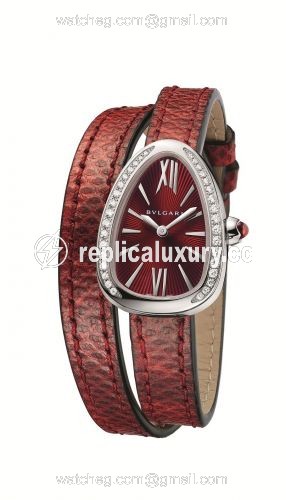 Bulgari Serpenti Skin Stainless Steel / Diamond / Red 102780