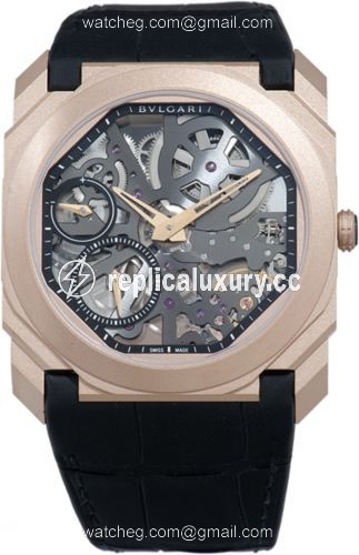Bulgari Octo Finissimo Skeleton Pink Gold / Alligator 102946