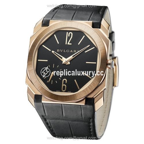 Bulgari Octo Finissimo 100m Pink Gold / Black / Alligator 103286