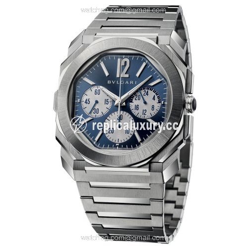 Bulgari Octo Finissimo S Chronograph GMT Stainless Steel / Blue / Bracelet 103467