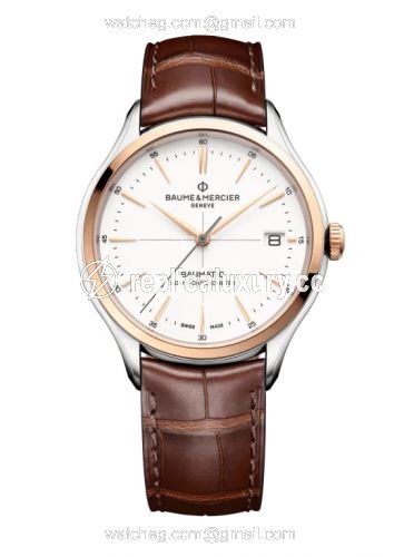 Baume & Mercier Clifton Baumatic Stainless Steel / Red Gold / White / Strap / COSC 10519