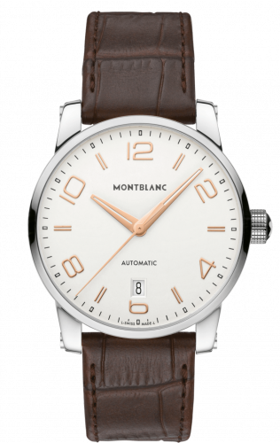Montblanc TimeWalker Date Automatic 39 Silver / Red Gold Numerals 110340