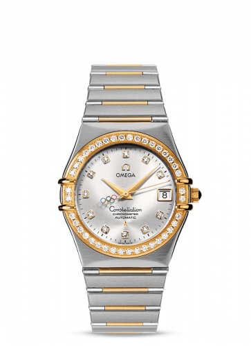 Omega Constellation Co-Axial 35.5 Stainless Steel / Yellow Gold / Diamond / Silver / Olympic Beijing 2008 111.25.36.10.52.001