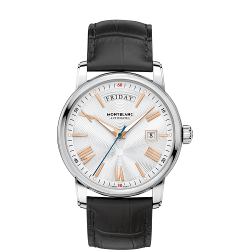 Montblanc 4810 Day-Date Stainless Steel / Silver / Alligator 114853