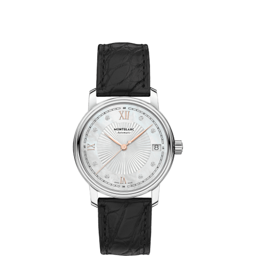 Montblanc Tradition Date Automatic 32mmStainless Steel / MOP / Alligator 114957