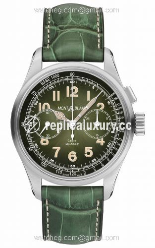Montblanc 1858 Monopusher Chronograph 40 Stainless Steel / Green / Alligator 117834