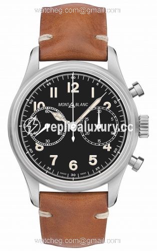 Montblanc 1858 Automatic Chronograph Stainless Steel / Black / Calf 117836