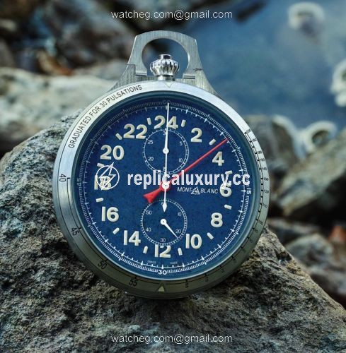 Montblanc 1858 Monopusher Chronograph Pocket Watch Titanium / Dumortierite 118485