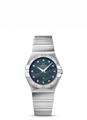 Omega Constellation Quartz 27 Brushed Stainless Steel / Blue Feather 123.10.27.60.53.001