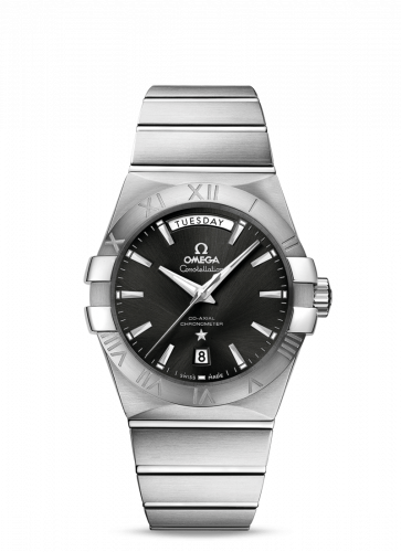 Omega Constellation Co-Axial 38 Day-Date Stainless Steel / Black 123.10.38.22.01.001