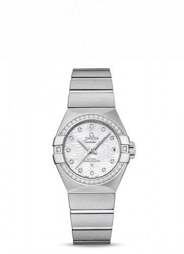 Omega Constellation Co-Axial 27 Brushed Stainless Steel / Diamond / White MOP 123.15.27.20.55.003