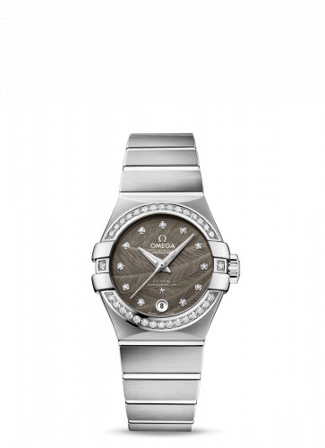 Omega Constellation Co-Axial 27 Brushed Stainless Steel / Diamond / Grey Feather 123.15.27.20.56.001