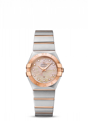 Omega Constellation Quartz 27 Brushed Stainless Steel / Red Gold / Red MOP 123.20.27.60.57.002