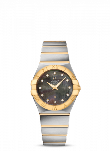 Omega Constellation Quartz 27 Brushed Stainless Steel / Yellow Gold / Tahiti MOP 123.20.27.60.57.007
