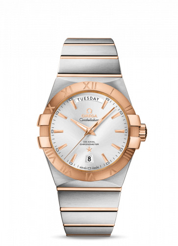 Omega Constellation Co-Axial 38 Co-Axial Day-Date Stainless Steel / Red Gold / Silver 123.20.38.22.02.001