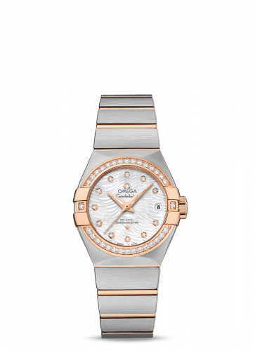 Omega Constellation Co-Axial 27 Brushed Stainless Steel / Red Gold / Diamond / MOP 123.25.27.20.55.006
