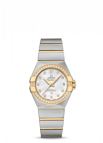 Omega Constellation Co-Axial 27 Brushed Stainless Steel / Yellow Gold / Diamond / MOP 123.25.27.20.55.007