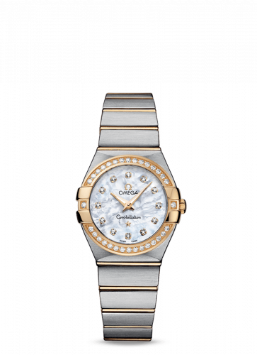 Omega Constellation Quartz 27 Brushed Stainless Steel / Yellow Gold / Diamond / MOP 123.25.27.60.55.003